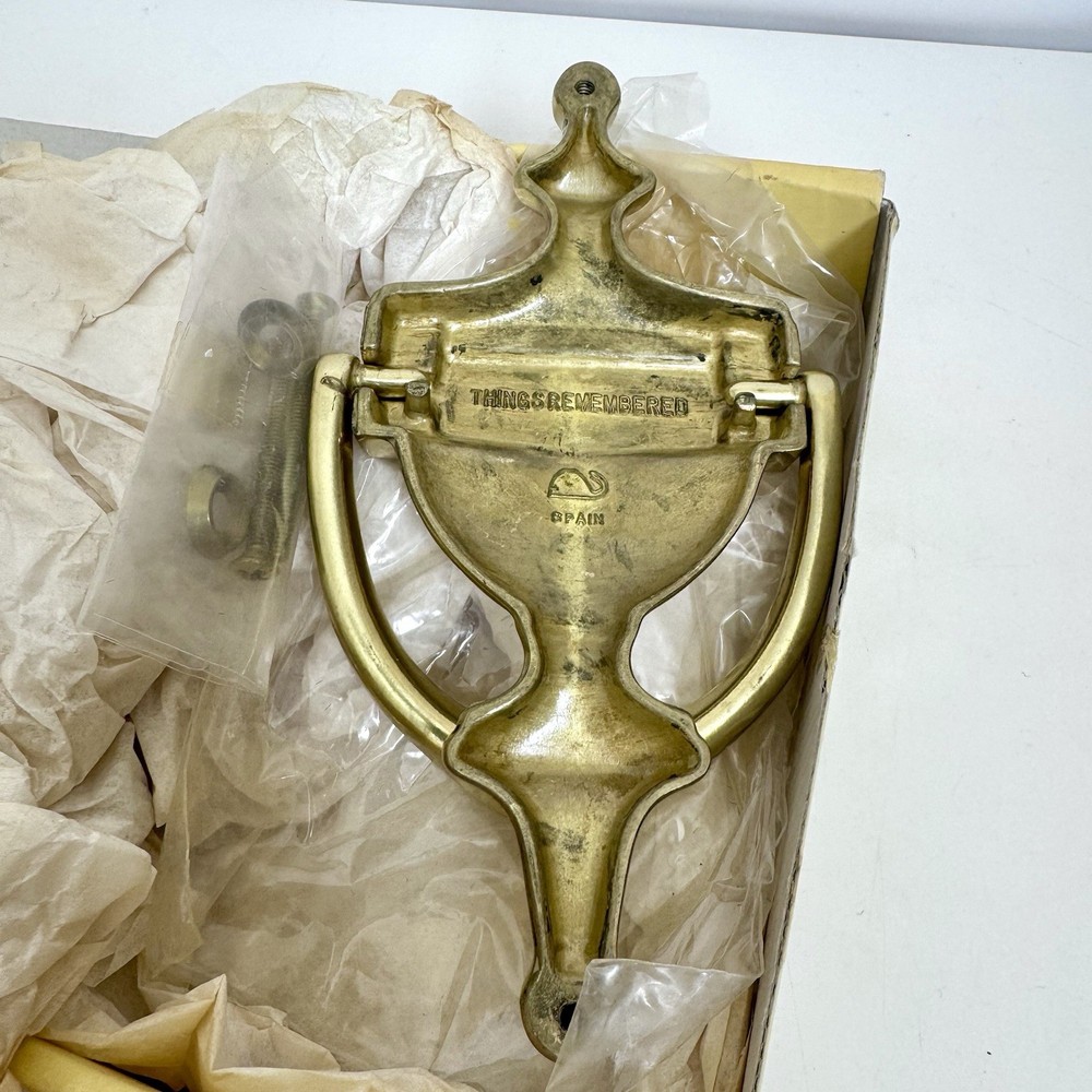 Solid Brass Door Knocker 6" Monogram Last Name LANG Made Spain Vintage Engraved