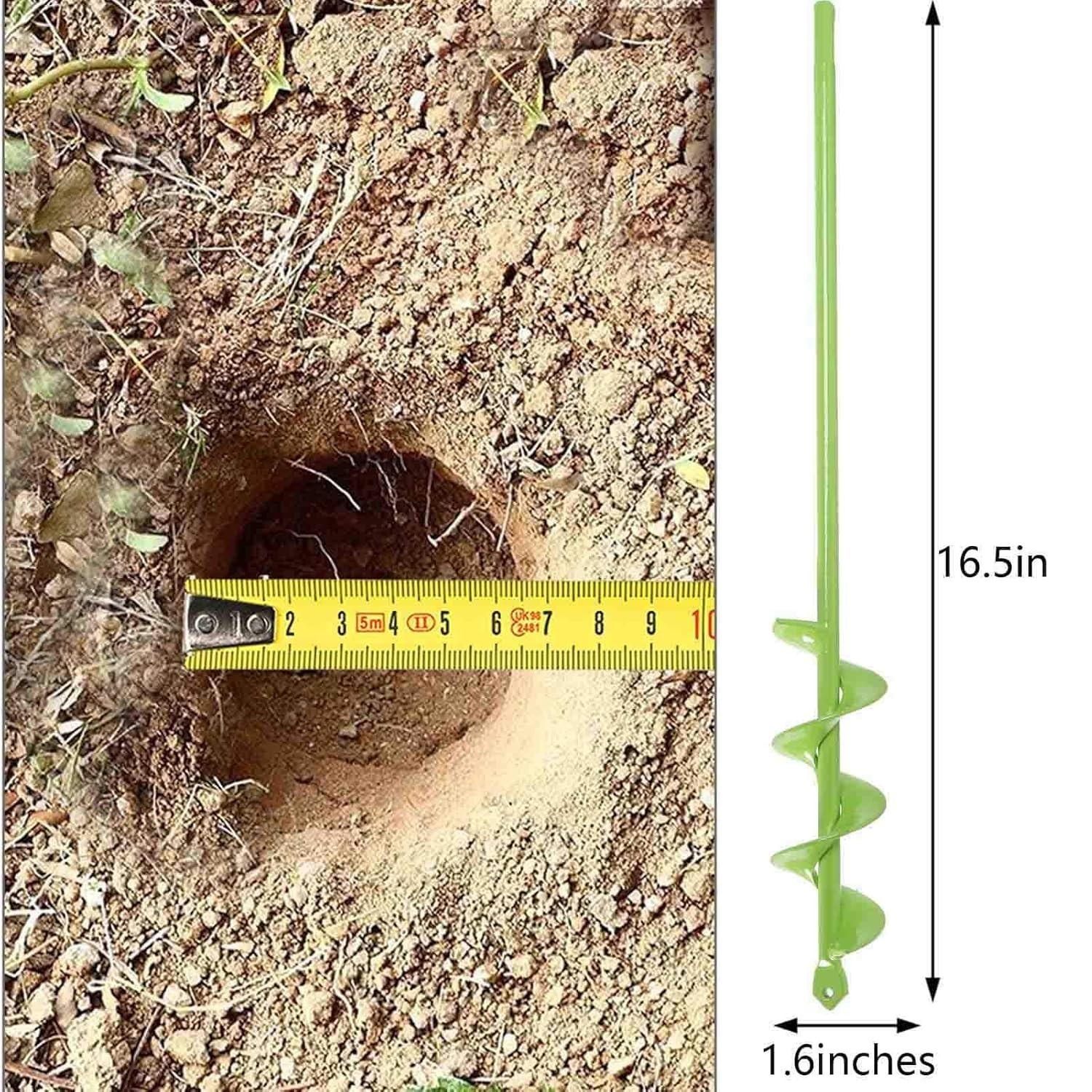 Auger Drill Bit for Planting 1.6x16.5inch Extended Length Garden Auger Spiral...