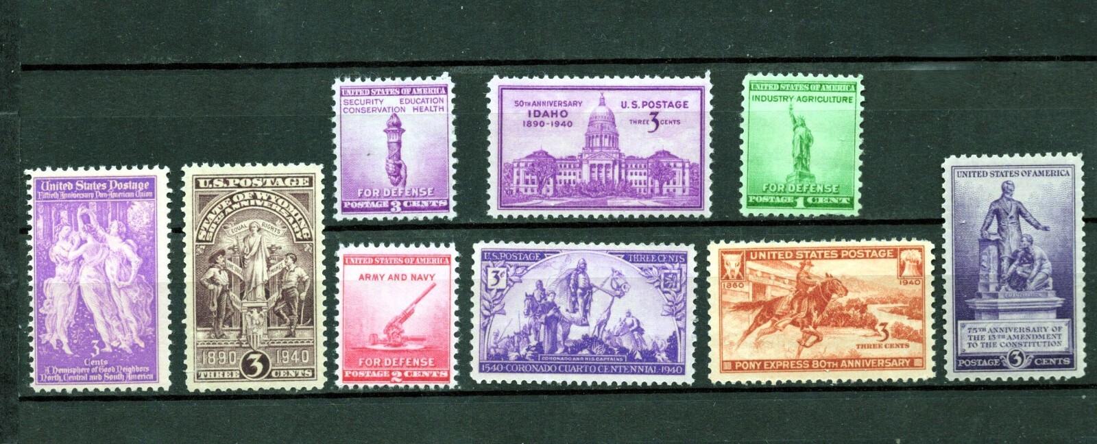 1940 Complete Commemorative Year Set of 9 Scott #  894-902 Mint NH