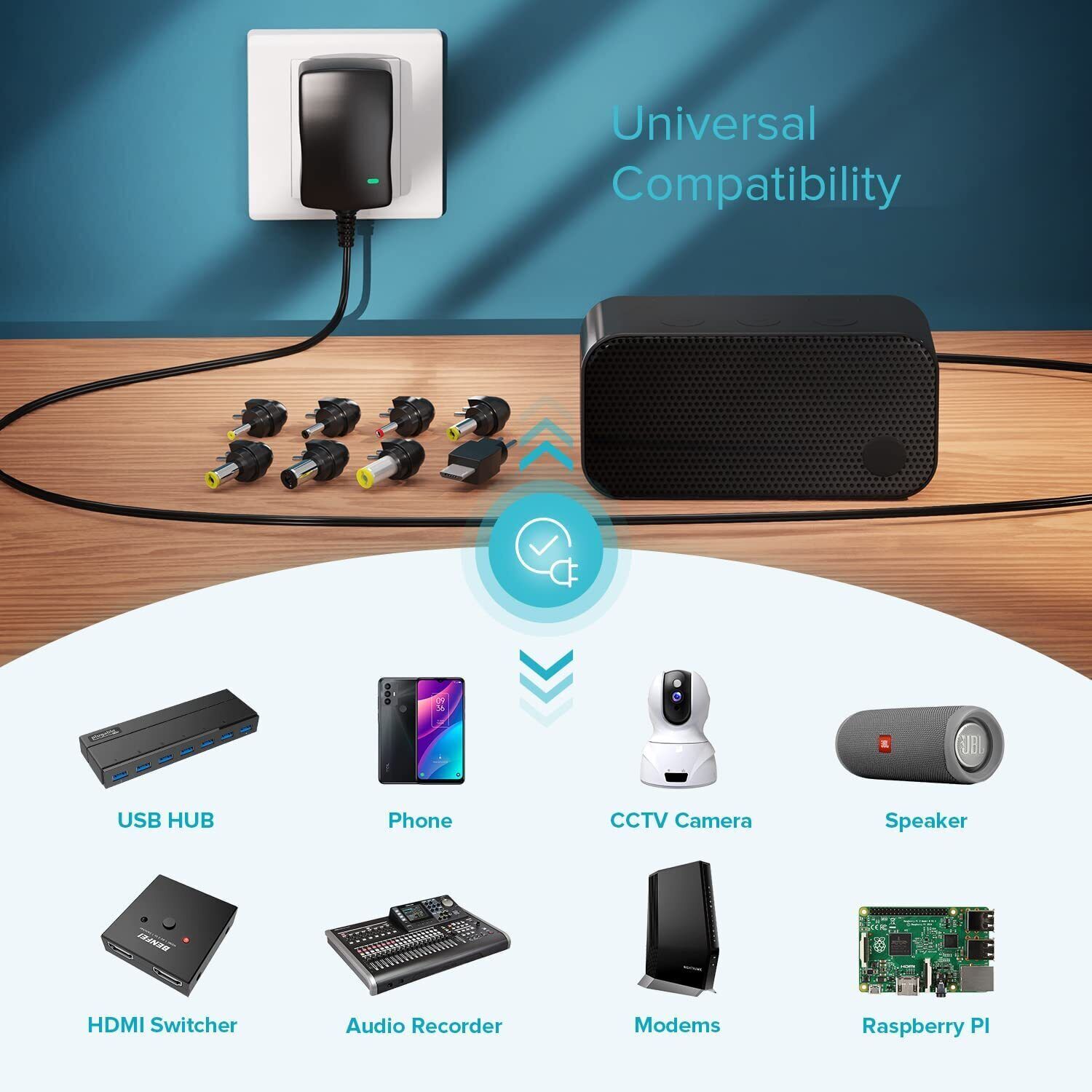 Universal AC to DC 3V~12V Adjustable Power Adapter Supply Charger Electronics