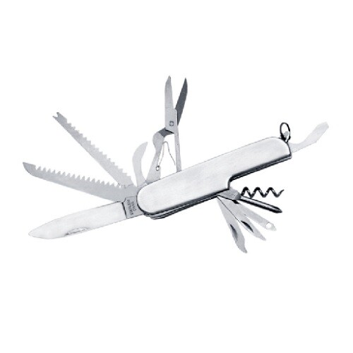 13 Function Swiss Style Multi Tool Folding Knife 3.25" Closed Stainless Steel