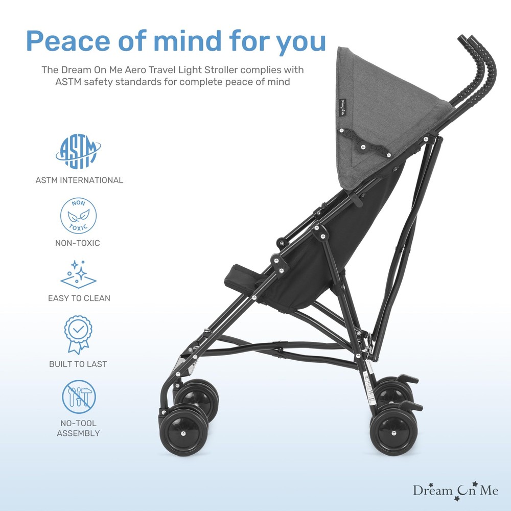 Stroller Travel Umbrella Black Compact Adjustable Lightweight Dream Aero Quick