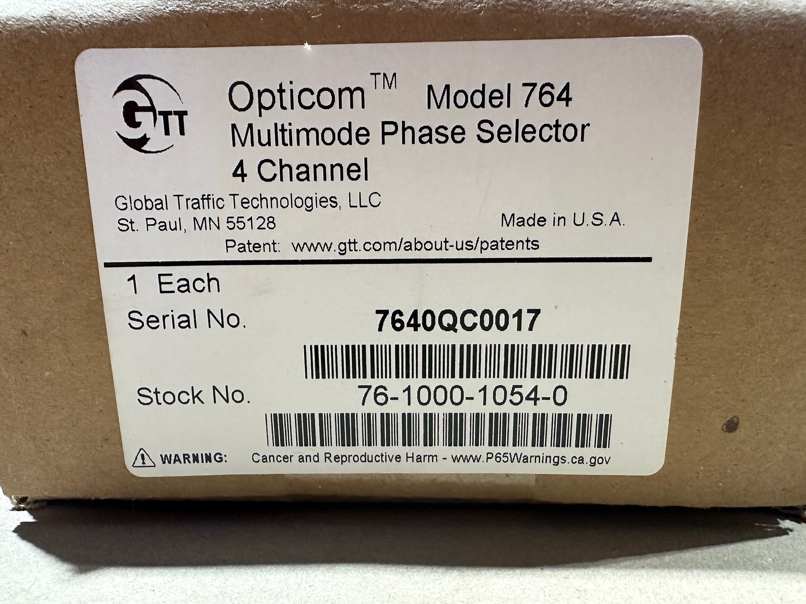 GTT Opticom IR 764 Multimode Phase Selector 4 Channel Board 76-1000-1054-0