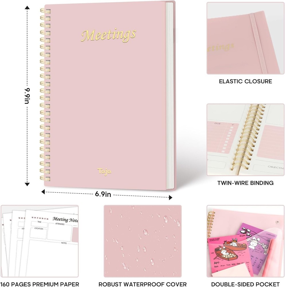 Meeting Notebook for Work Organization - Planner 1 Pack, c. Pink