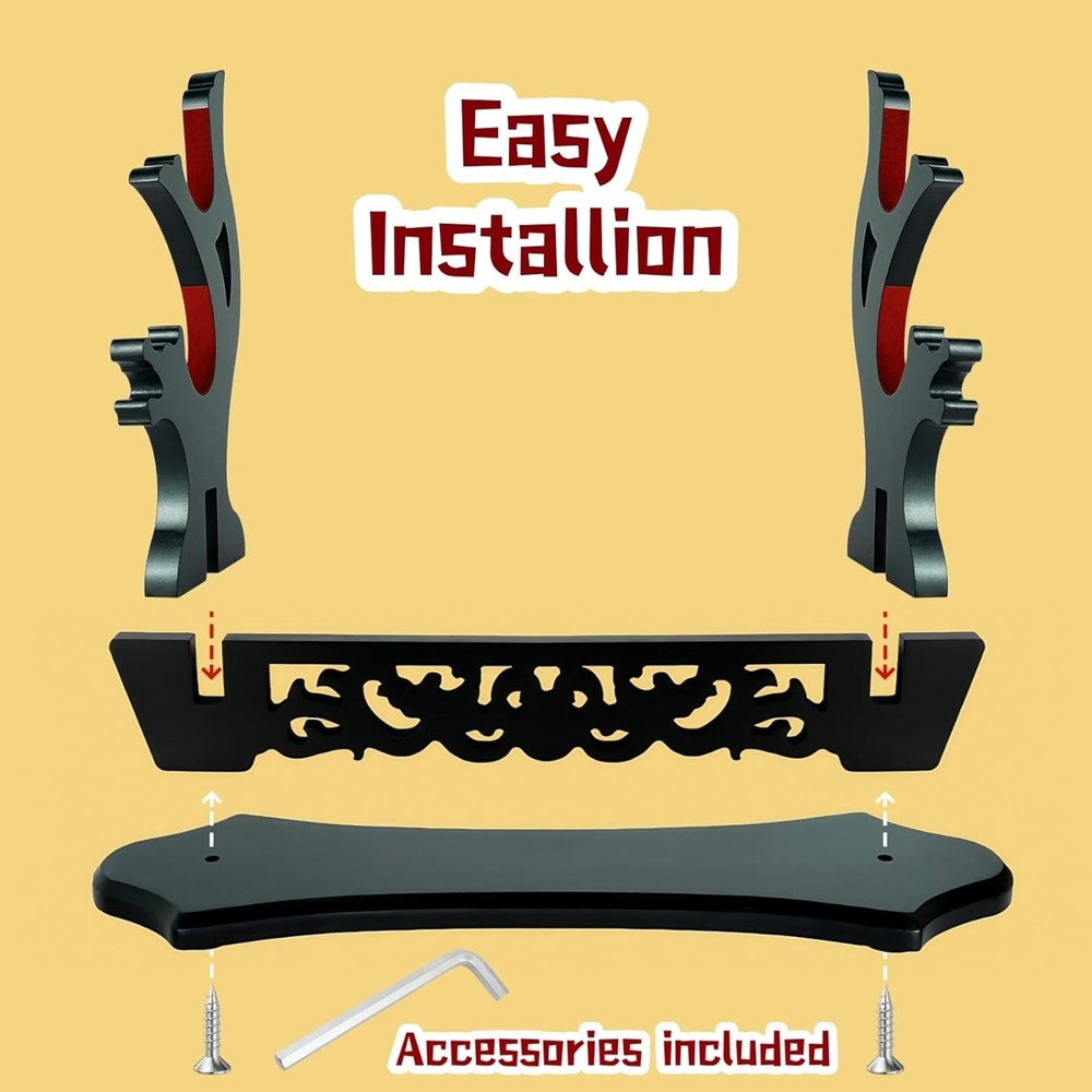 Sword Stand Hollow Pattern Rack, Katana Wands Display Black