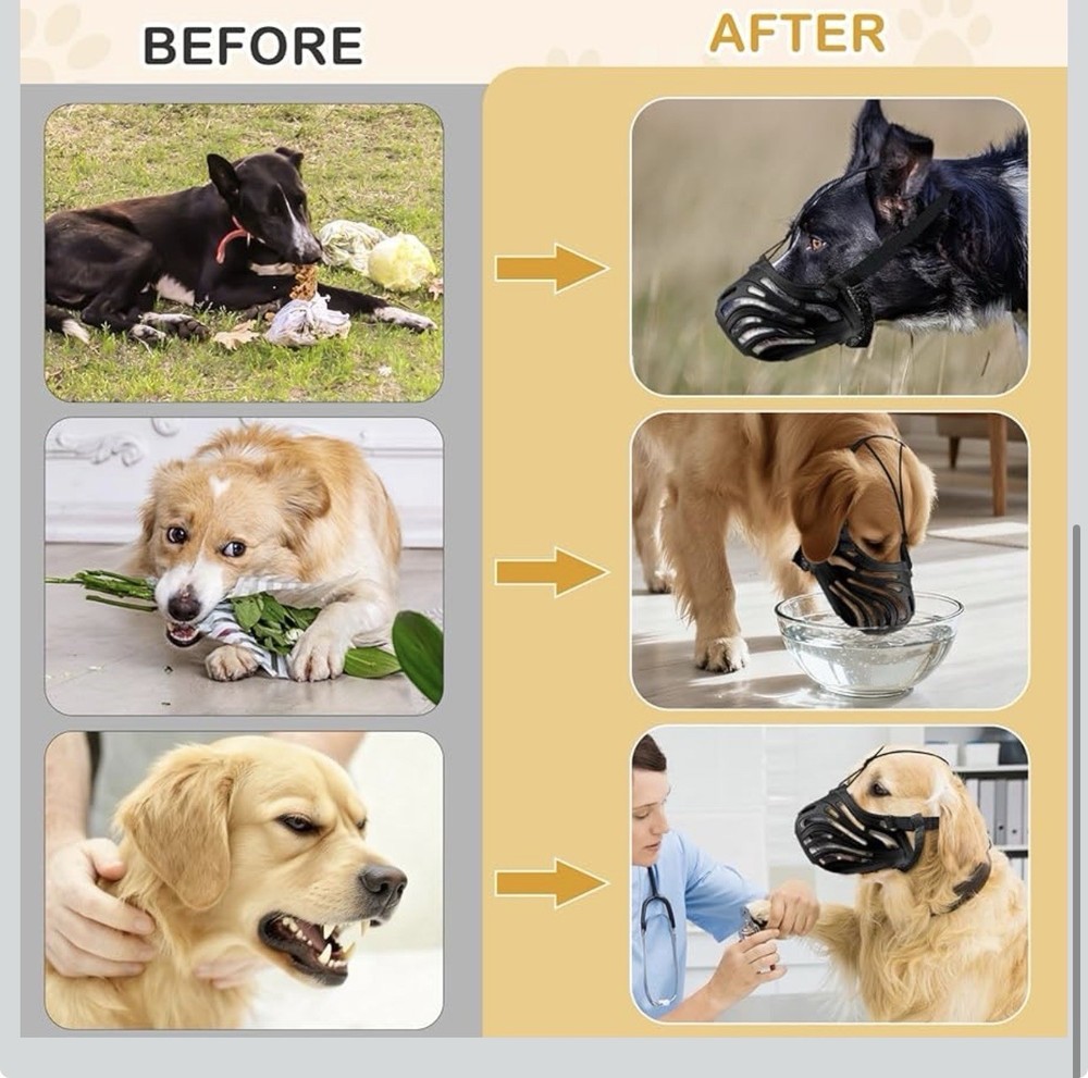 Adjustable Soft Breathable Rubber Nylon Dog Muzzle Basket Design Multiple Sizes