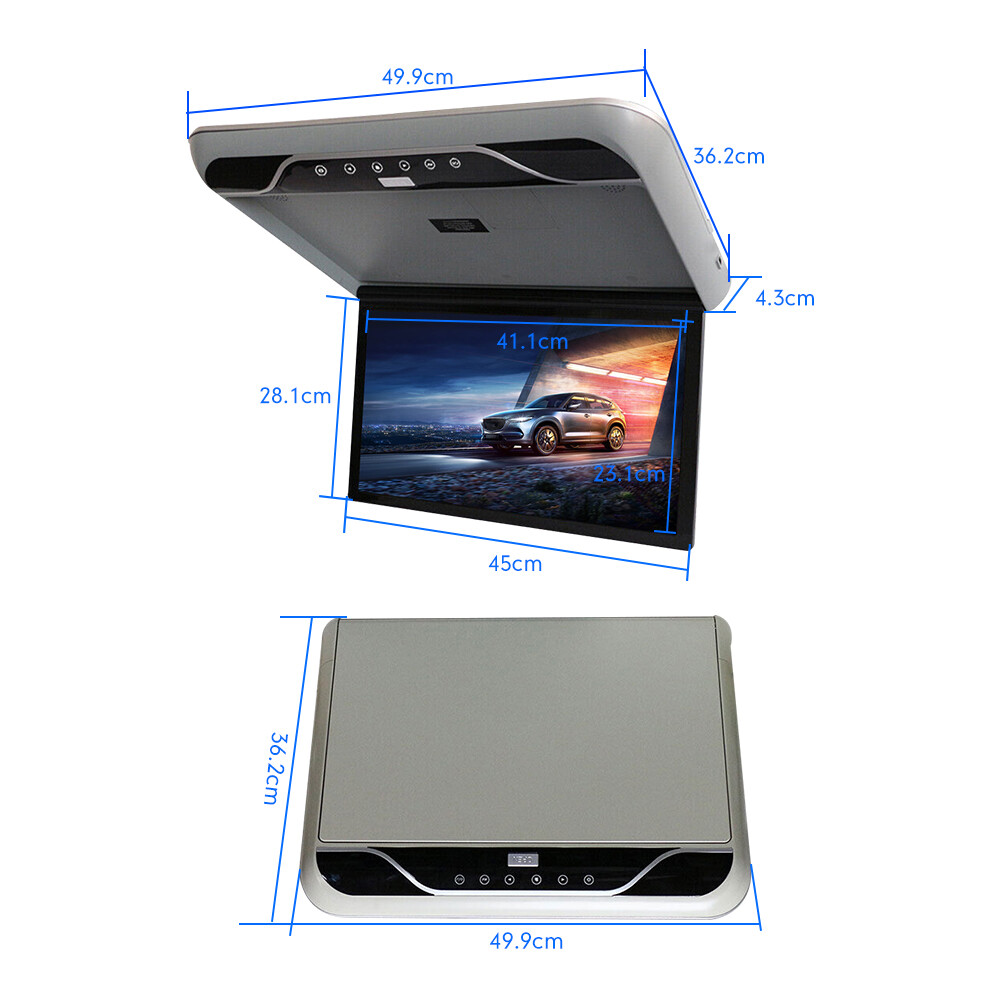 19.5"Car Roof Monitor Overhead Mounted Flip Down 1080P HDMI/USB Speaker US Stock