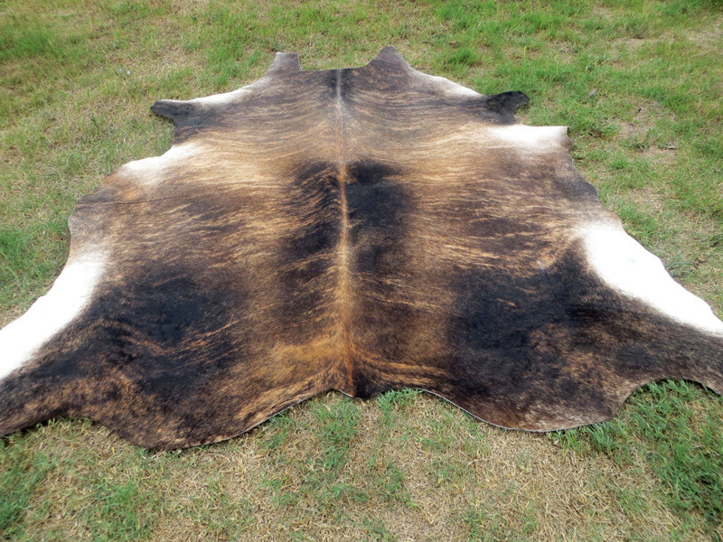 MAKE OFFER !! LARGE BRINDLE brown Cowhide Rug natural Cowhides Cow Hide Skin RN