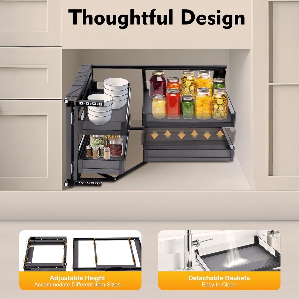 Blind Corner Cabinet Pull Out for 14" Organizer Kitchen Corner Cabinet Pull Out