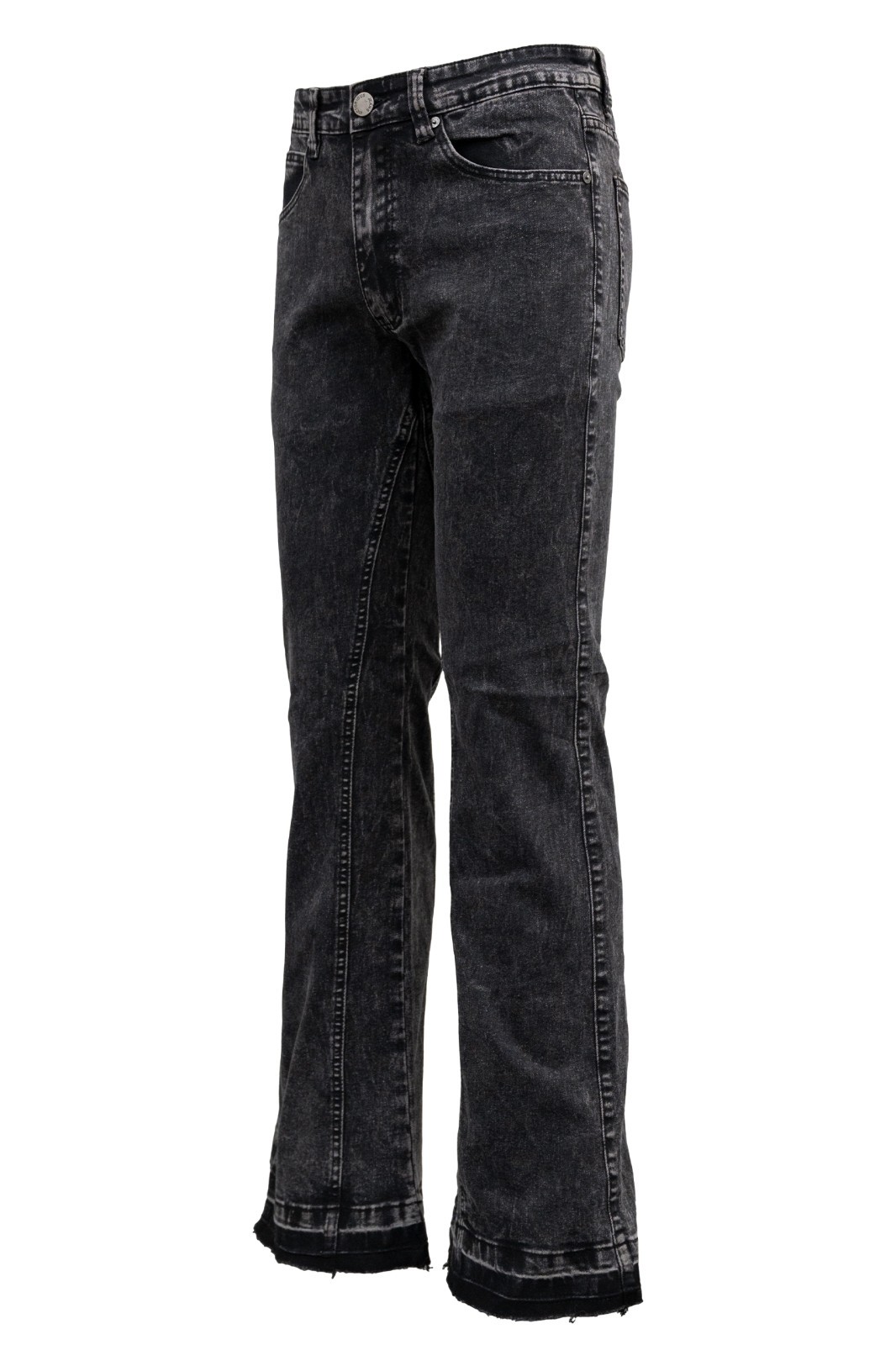 Victorious Men's Casual Ash Black Flared Raw Edge Comfortable Denim Jeans DL1571