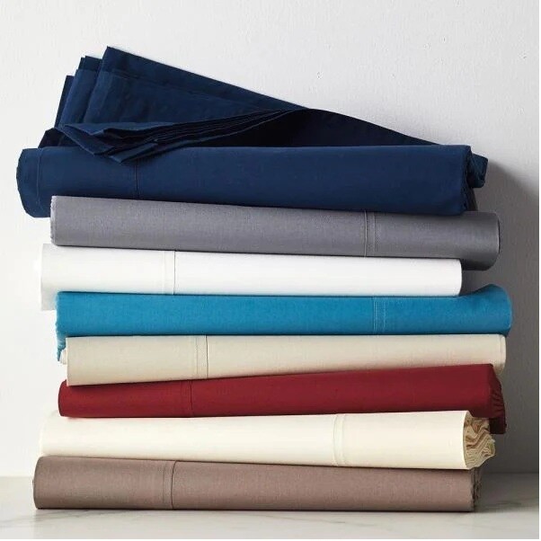 100% Cotton 600 Thread Count Solid Modern Flat(Top) Sheet Only