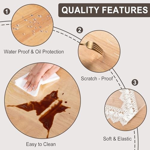 Clear Vinyl Tablecloth Protector, 102" x 54" (Rectangular) Clear-lace