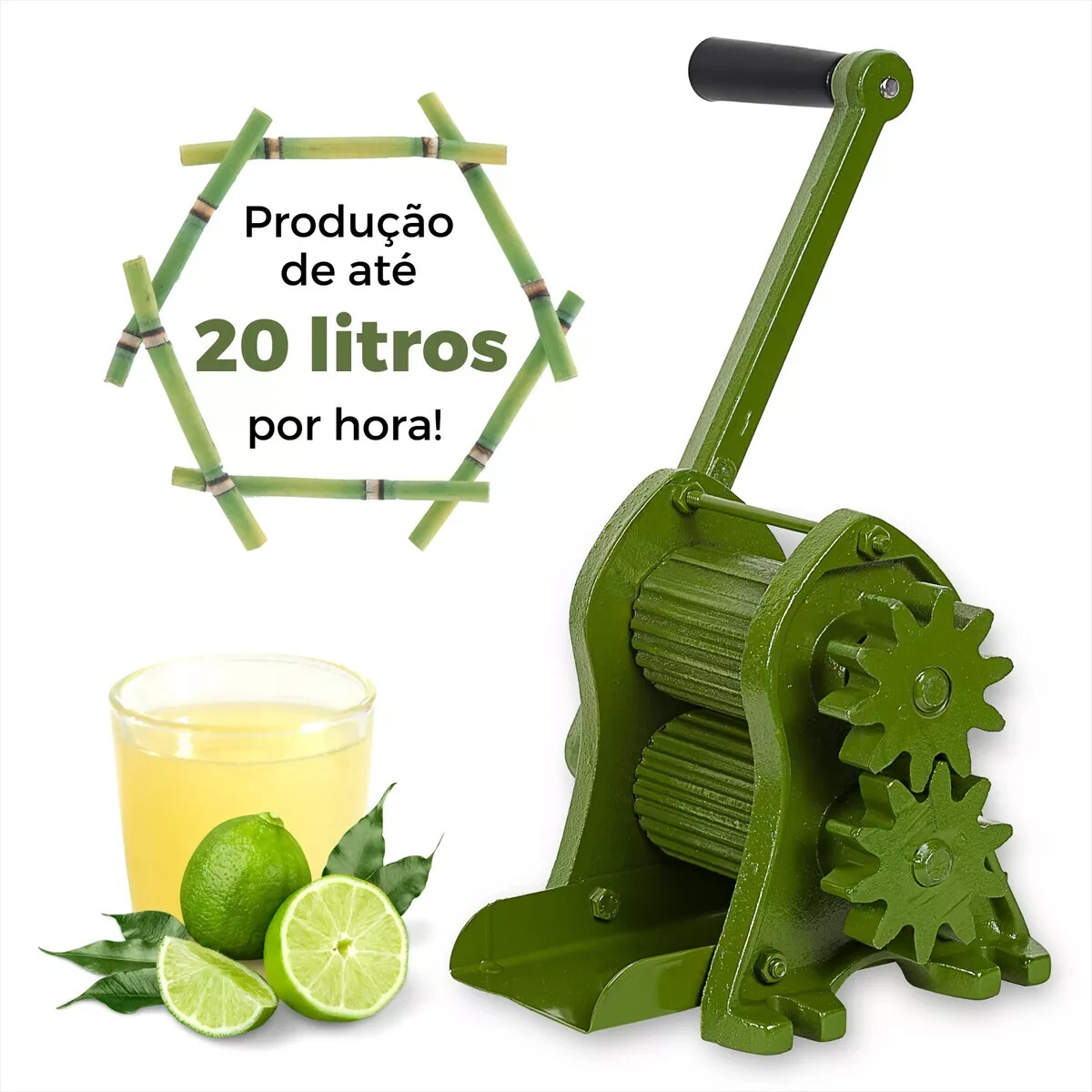 Sugarcane Juicer Machine - 2-Roller Manual Sugarcane Extractor