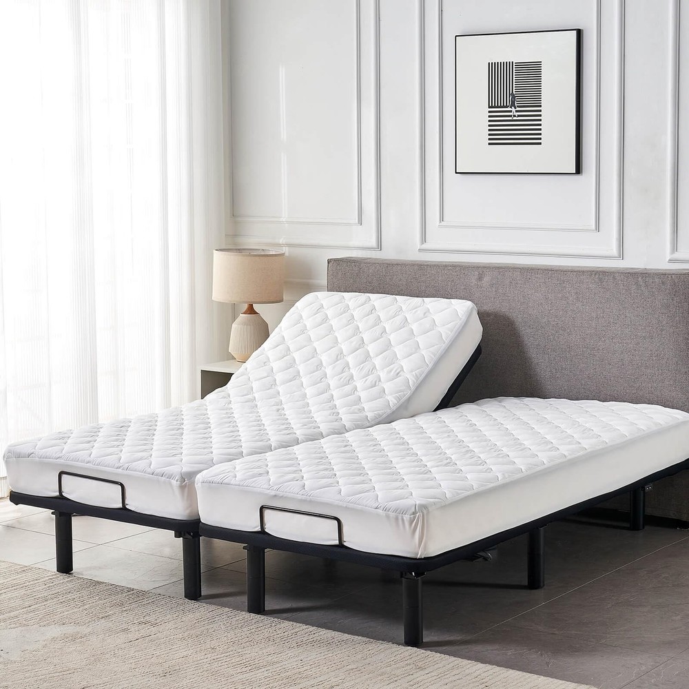 Waterproof Quilted Split California King Mattress Protector Pad for Adjustabl...