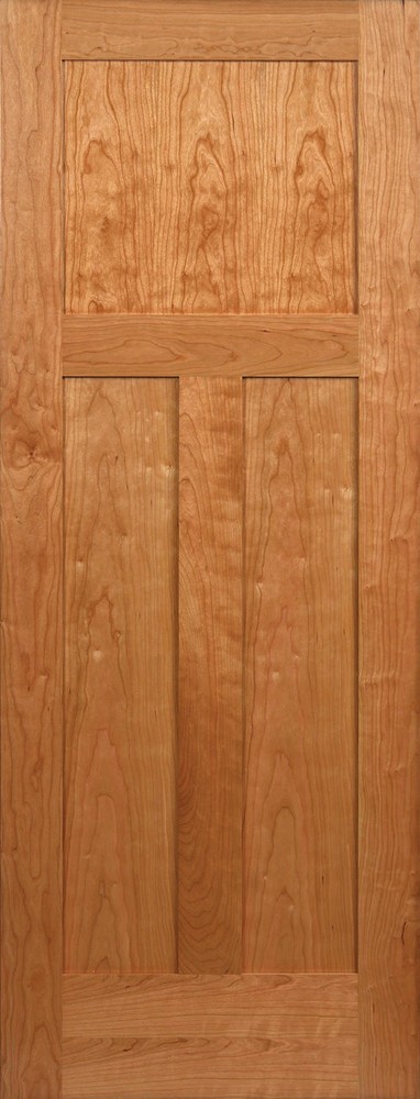 3 Panel Flat Mission / Shaker Cherry Stain Grade Solid Core Interior Wood Doors
