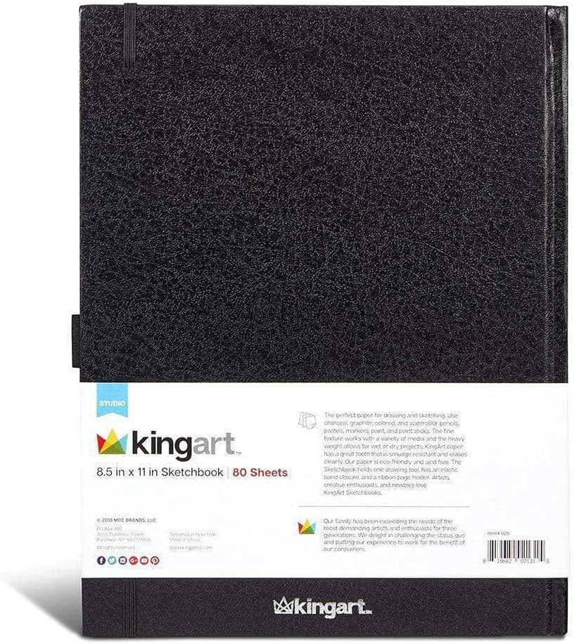 625 Black Hardcover 8.5" X 11" SKETCHBOOK JOURNAL, Perfect Bound, for Wet & Dry