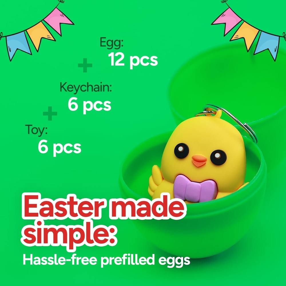 Easter Eggs for Easter Basket Stuffers - 12 Prefilled Easter Eggs with Toys -...