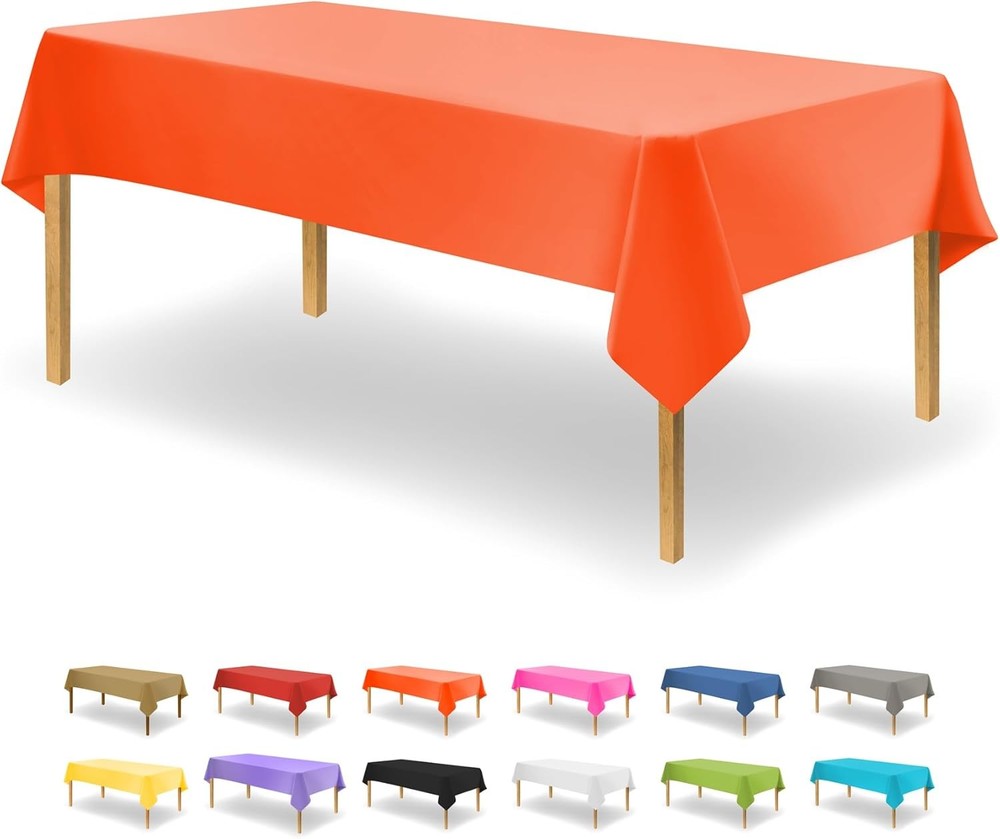 White Disposable Plastic Tablecloth Rectangle Tables 12 Pack Table Cloths