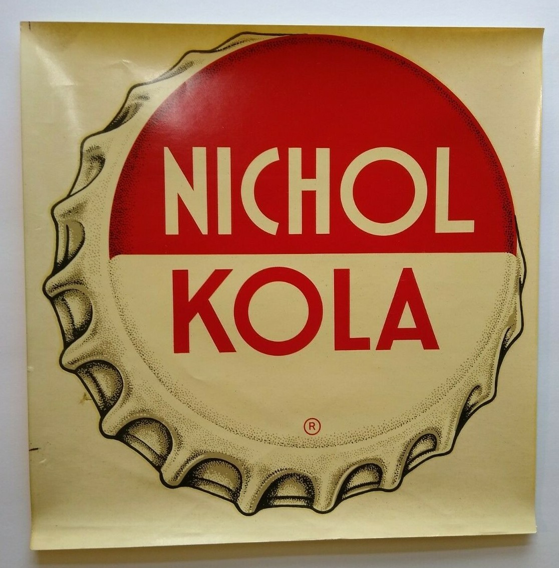 Nichol Kola Soda Window Decal Sign 1940 Original Cola Bottle Cap NOS Original