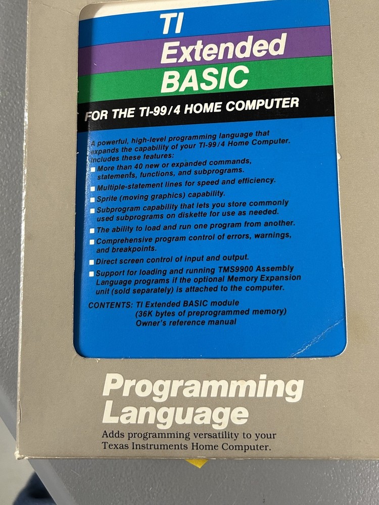 TI Extended Basic w/ Software & Manual