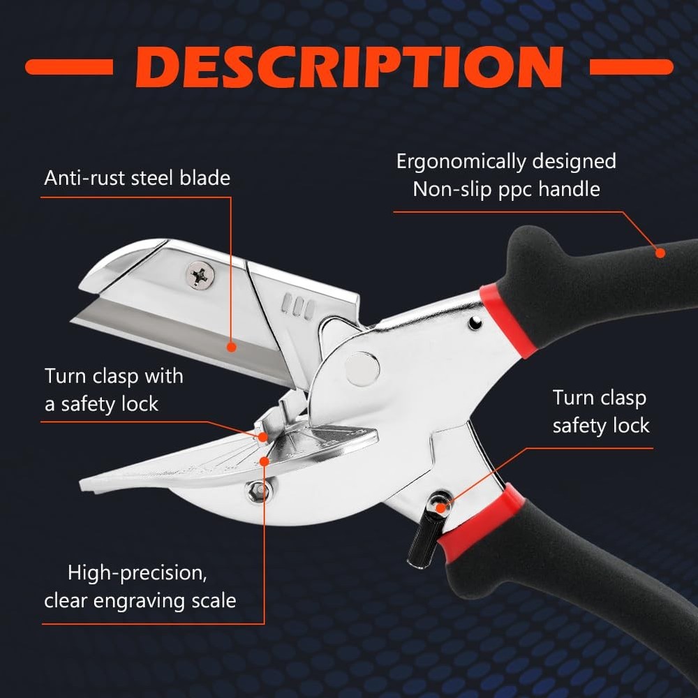 Multi Angle Miter Shear Cutter Hand Tool 45-135 Degree Adjustable Angle Shears