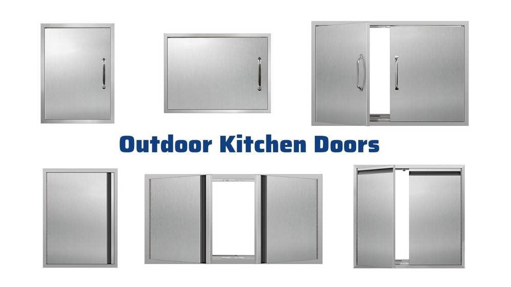Stainless Outdoor Kitchen Doors with Handle Flush Mount Double Access Door