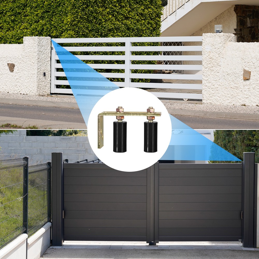 Slide Gate Guide Roller L Post Bracket 3" Dual Nylon Rollers Black