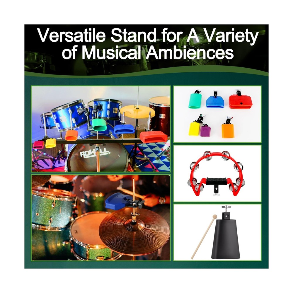 RANMING Jam Block Set,Jam Block Percussion Stand,Triangular Double Brace Desi...