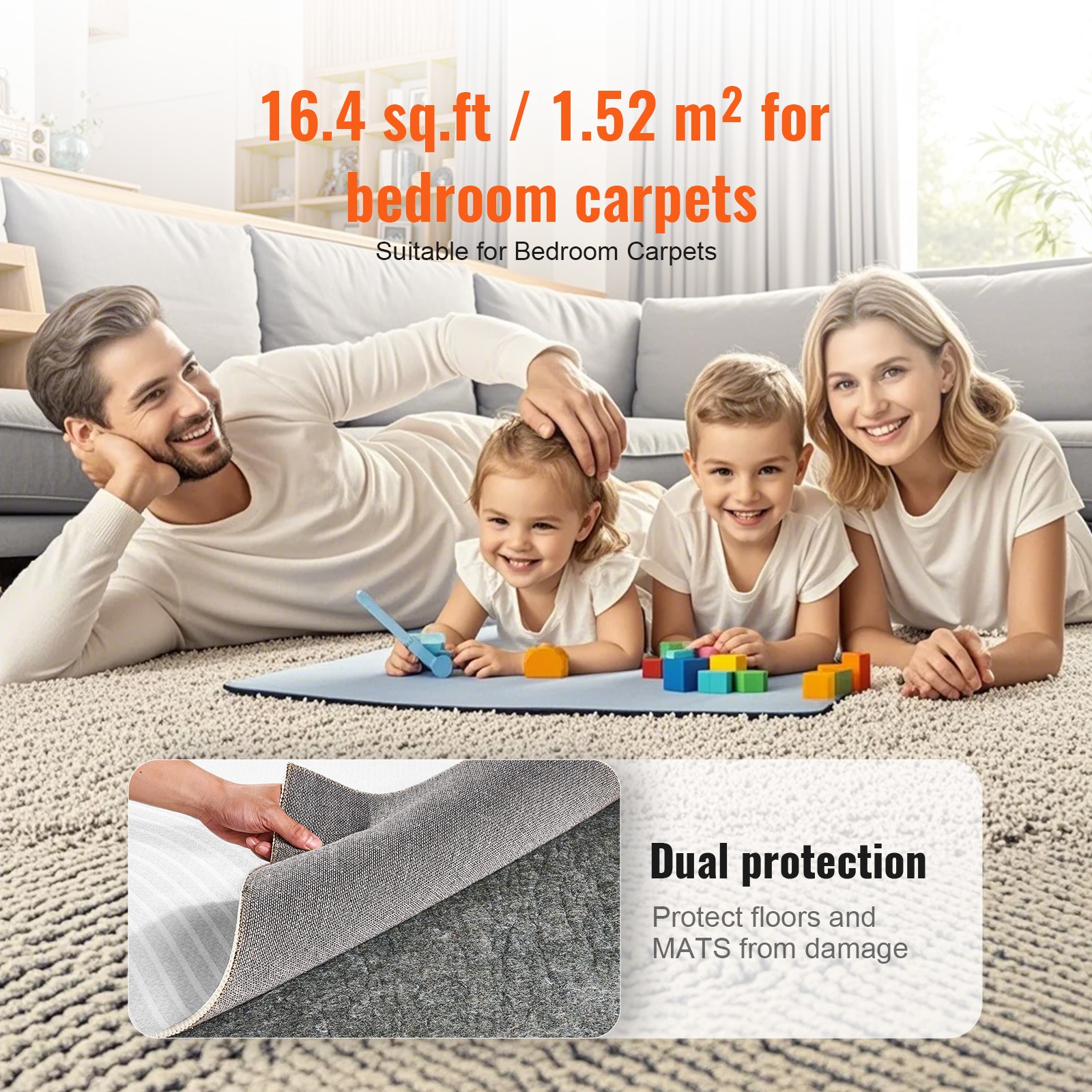 Uimoso Non Slip Rug Pad Gripper 9' x 12' Carpet Mat 0.24" Thick for All Floor