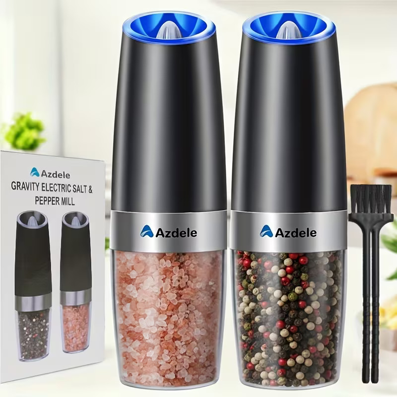 Electric Salt and Pepper Grinder Set, Automatic, Adjustable, Gift, 2 Pack