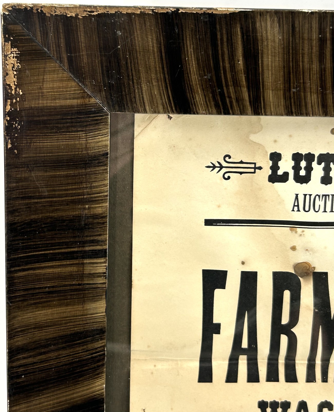 Antique Circa 1912 NEW HAMPSHIRE Auction Advertising Poster Tiger Striped Frame