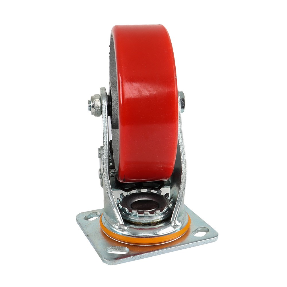 4 Pack 6 Inch Swivel Plate Total Lock Brake Heavy Duty Red Caster Wheels