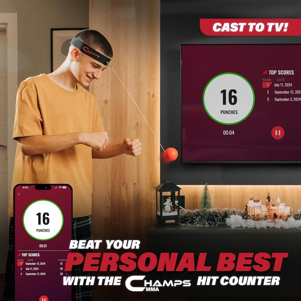 Versatile Boxing Reflex Training Set with App & Spare Strings - Gift Ready