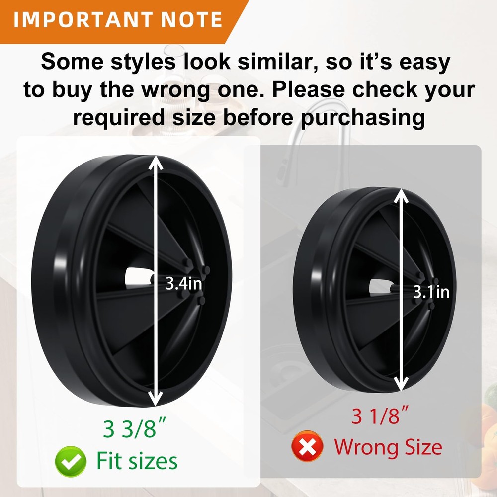 Garbage Disposal Splash Guard 3 3/8" for InSinkErator Evolution Series, Black