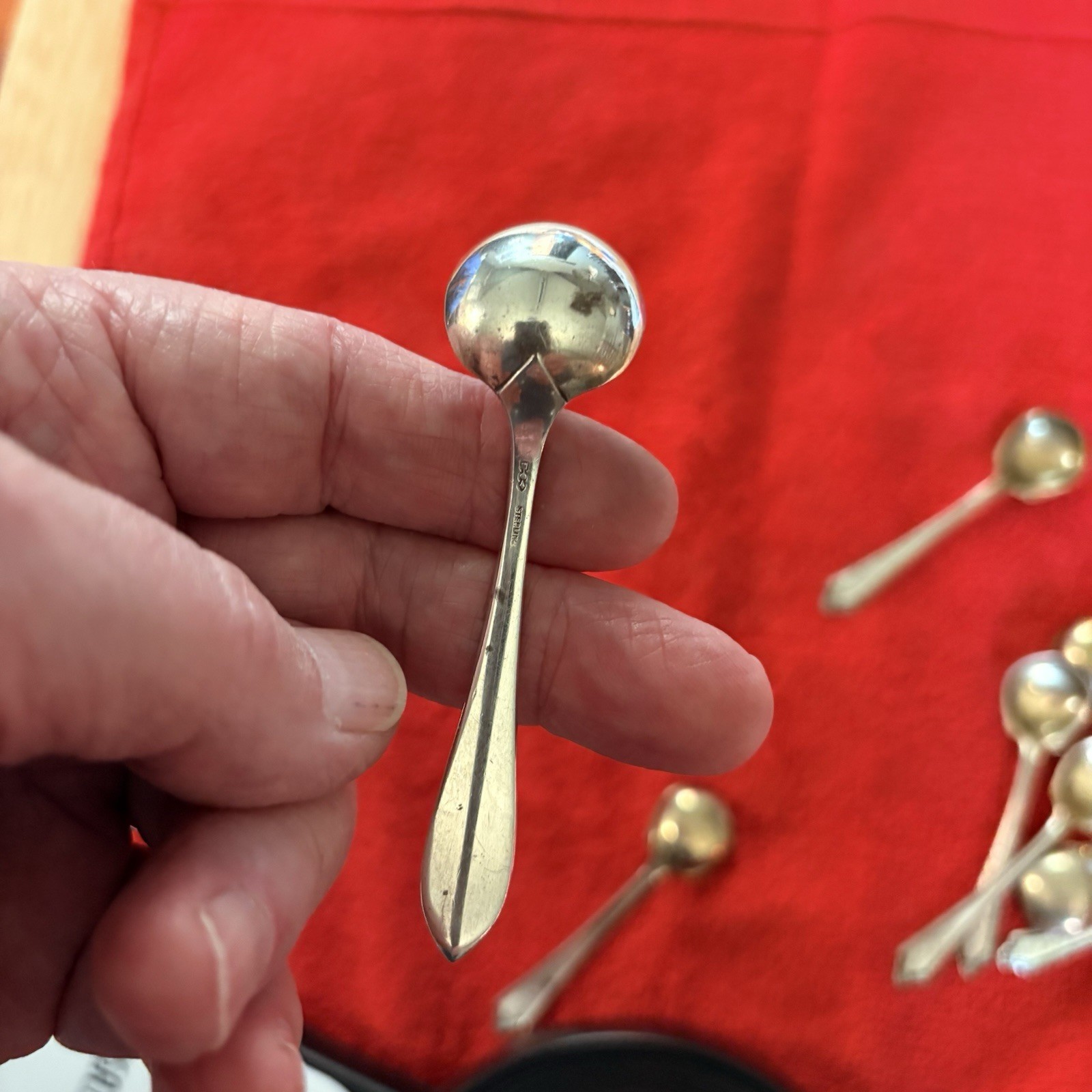 Sterling Silver Master Salt Spoon. Dominick & Haff. ‘Pointed Antique. 3". Nice.