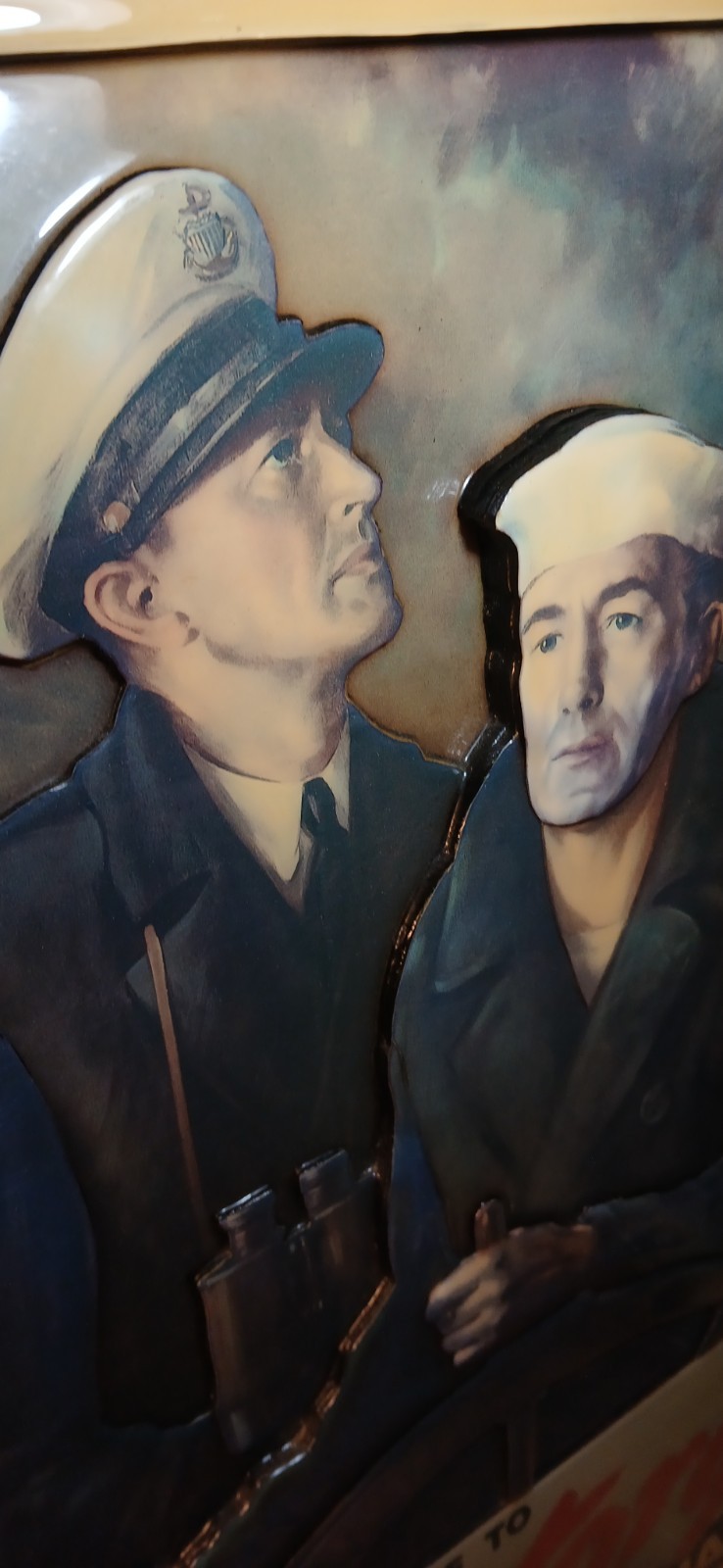 Vintage WW2 Era US Coast Guard 3D Lacquered Wall Art