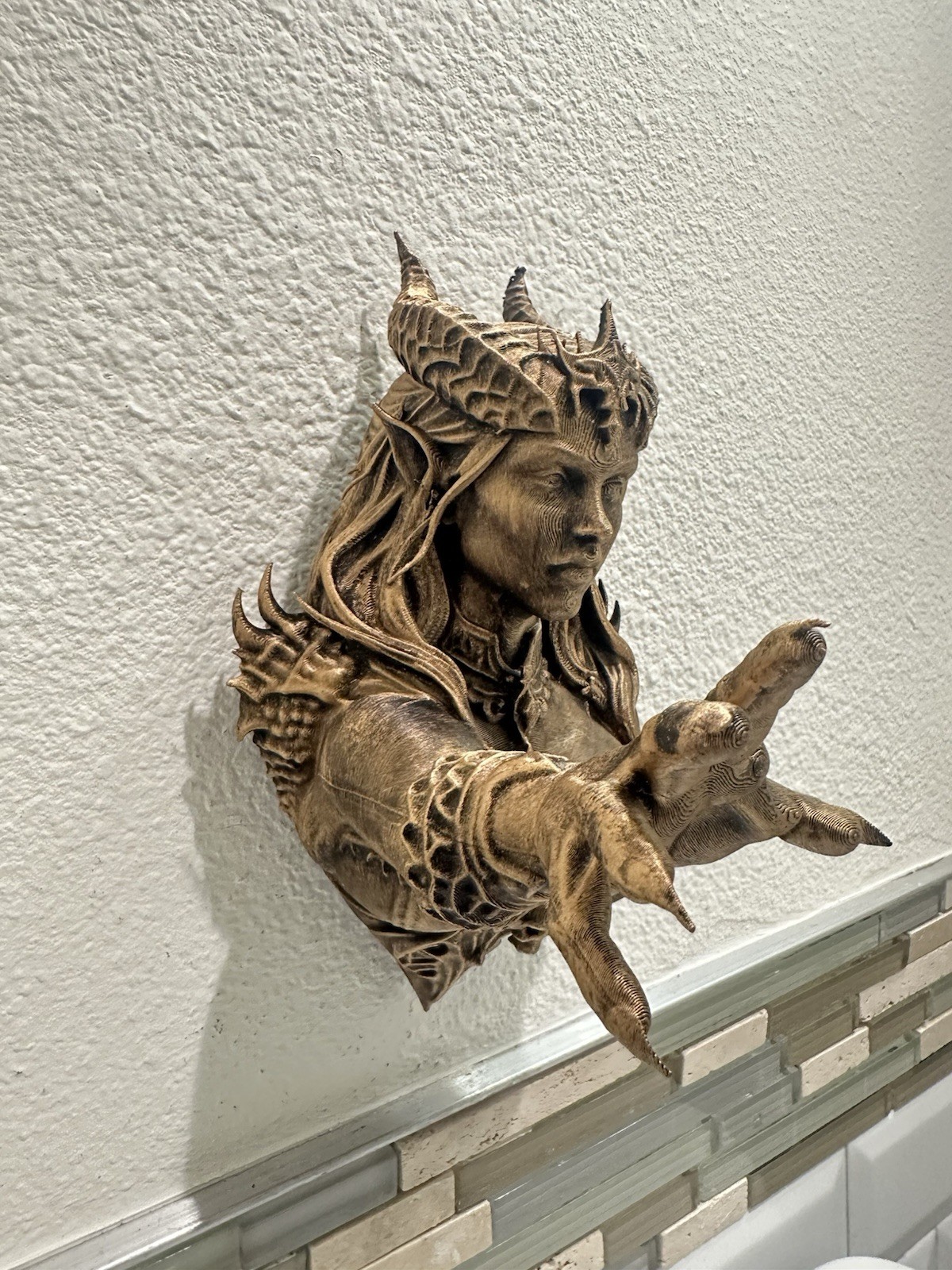 Lilith Gothic Wall Mount Sculpture Dark Fantasy Demon Queen Decor Mythology 9”