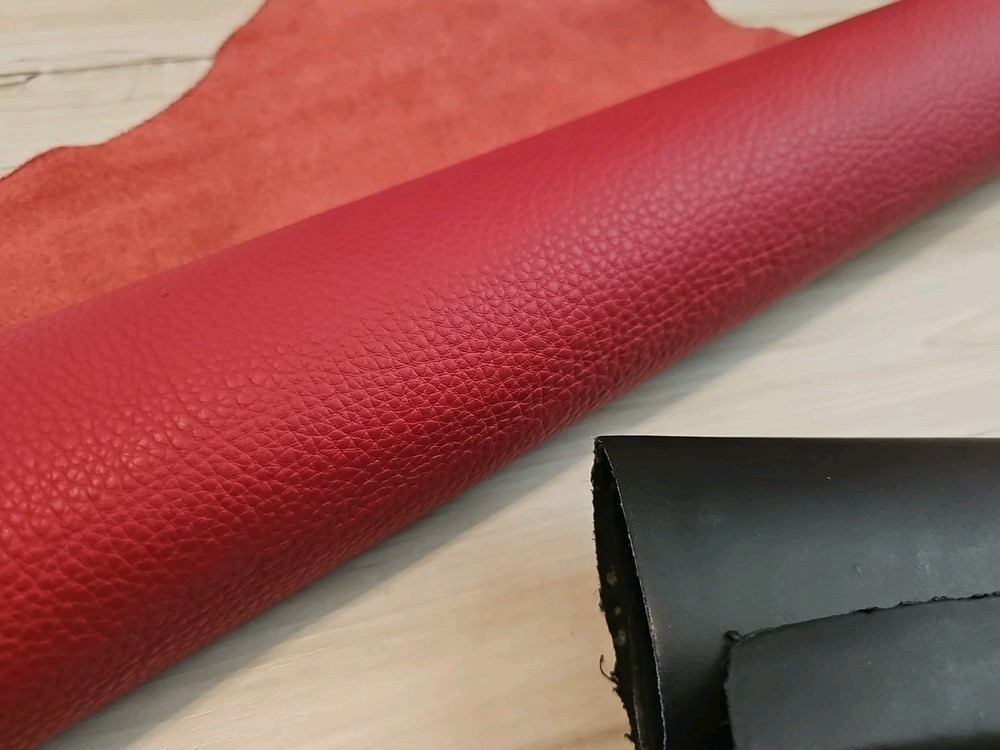 4-5oz LUXURIOUS RED MATTE LEATHER HIDE SIDE SOFT FULL GRAIN PANEL/SHEET 25+sqf