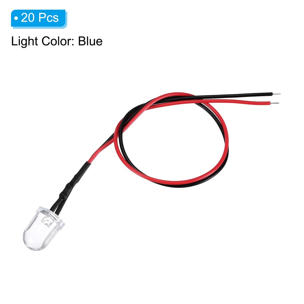 20 Pcs 3V DC 10mm LED Diode Light, Blue Light