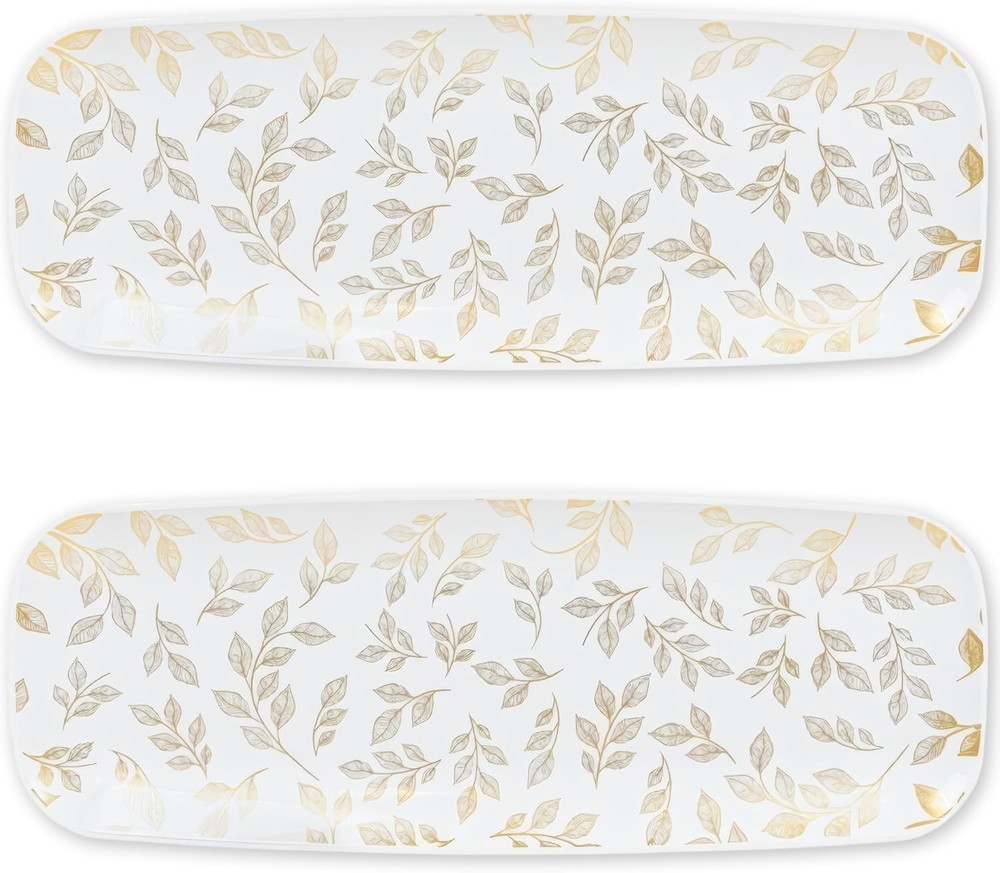 Rectangle White Serving Tray (2-Pack) - 17.5" Disposable Serving Platter