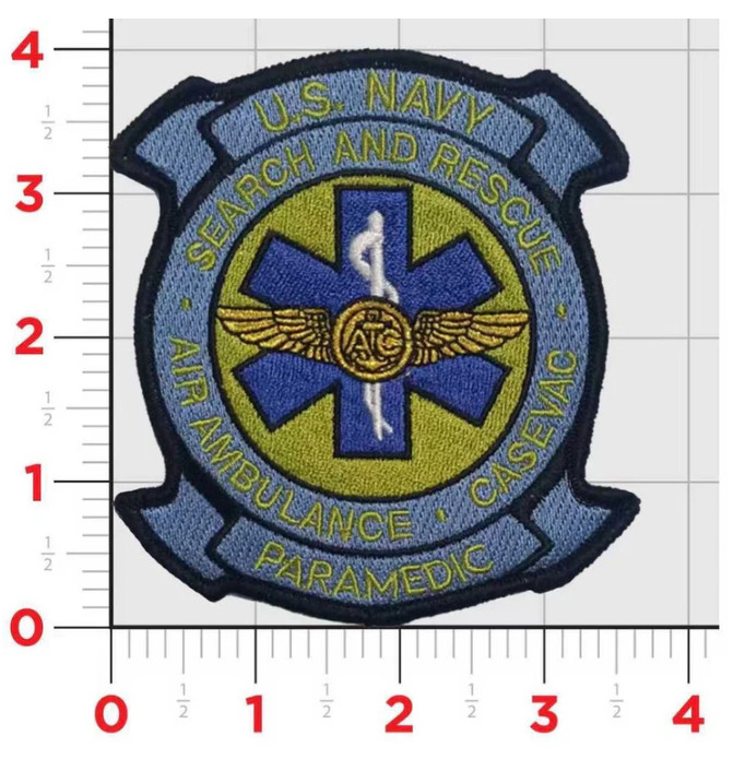 NAVY SEARCH AND RESCUE PARAMEDIC EMBROIDERED PATCH HOOK & LOOP