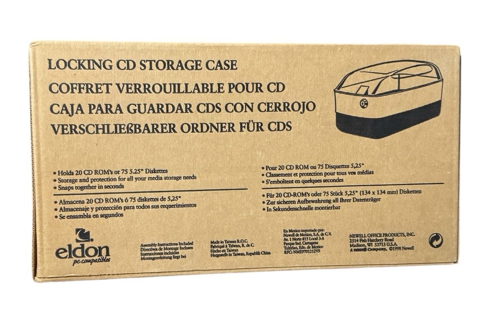 Eldon PC CD ROM Storage Locking Case Caddy Holder - Holds 20 Disks - With Key