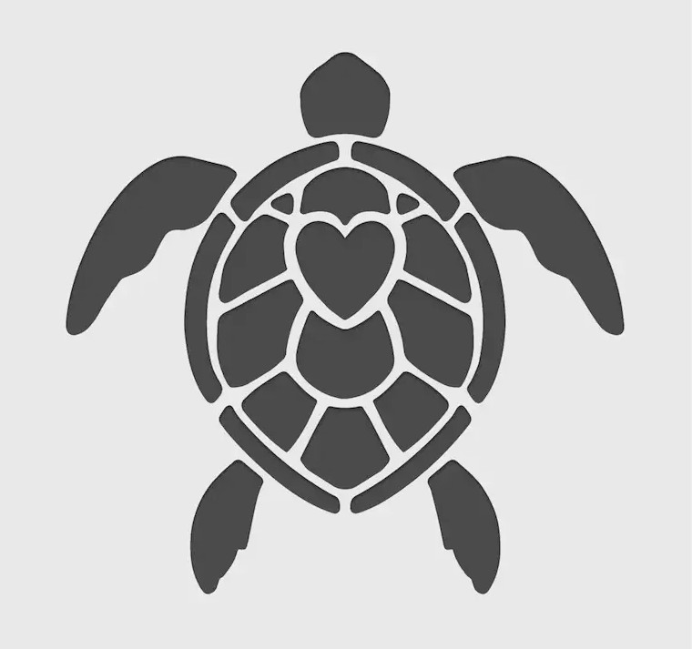 4"x4" Clear Plastic Stencil - Turtle (SC660)*****