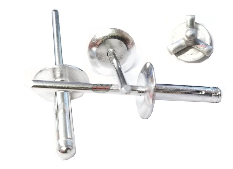 Mill 3/16" Large Head Tri-Fold Exploding Aluminum Mandrel Pop Rivets 250 pack