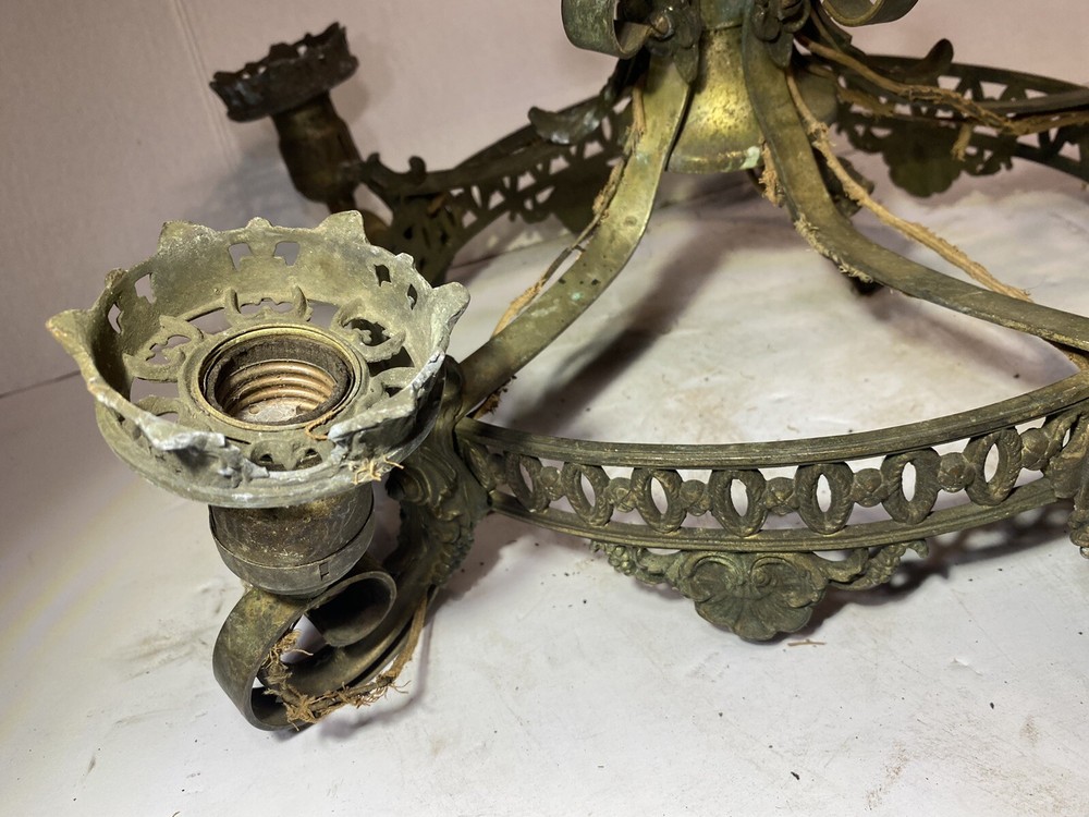 Antique Five Arm Hanging Chandelier Needs Work