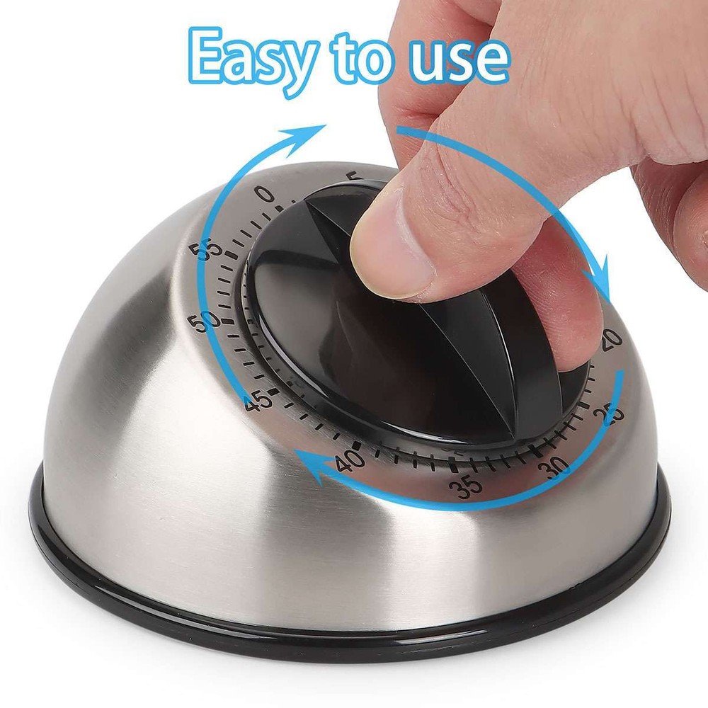 Mechanical Kitchen Timer 60min Countdown Cooking Wind Up Visual Alarm Reminder