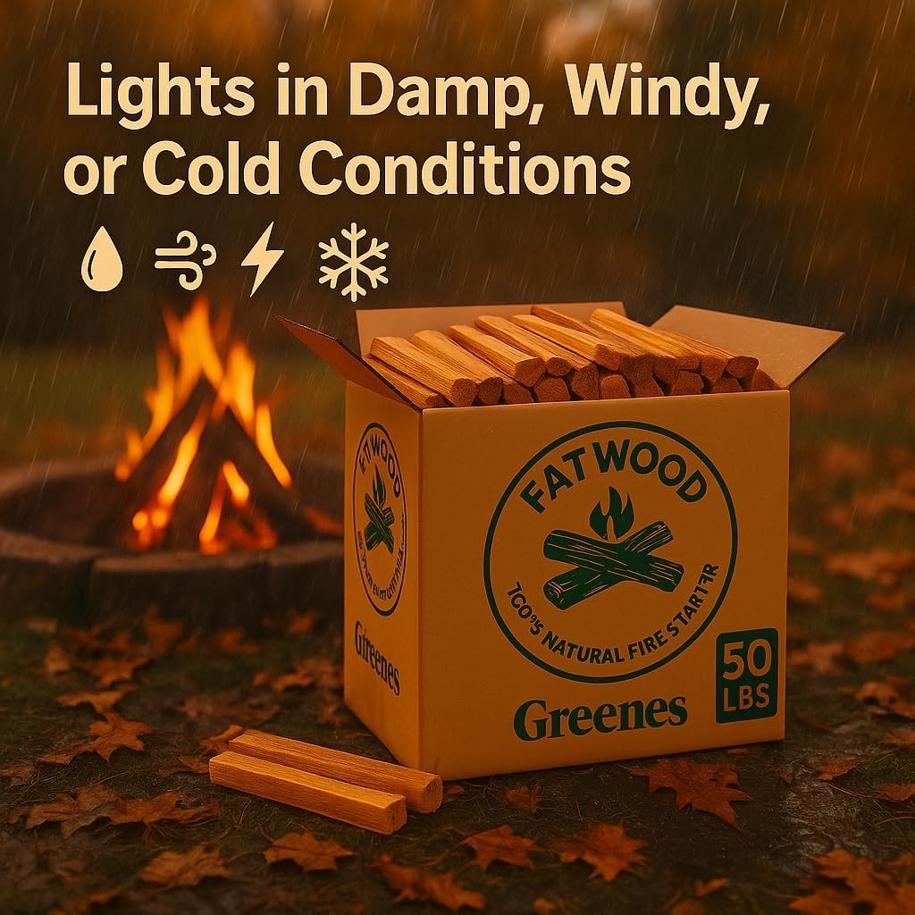 Greenes Fence Fatwood Fire Starter – 50 lb Box, 100% Natural Resin Pine Kindling