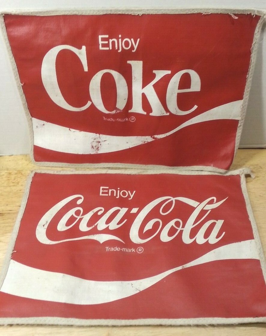 Coca Cola and Coke - Vinyl - Mini Signs / Placemats - SET of 2 - 14.75" W