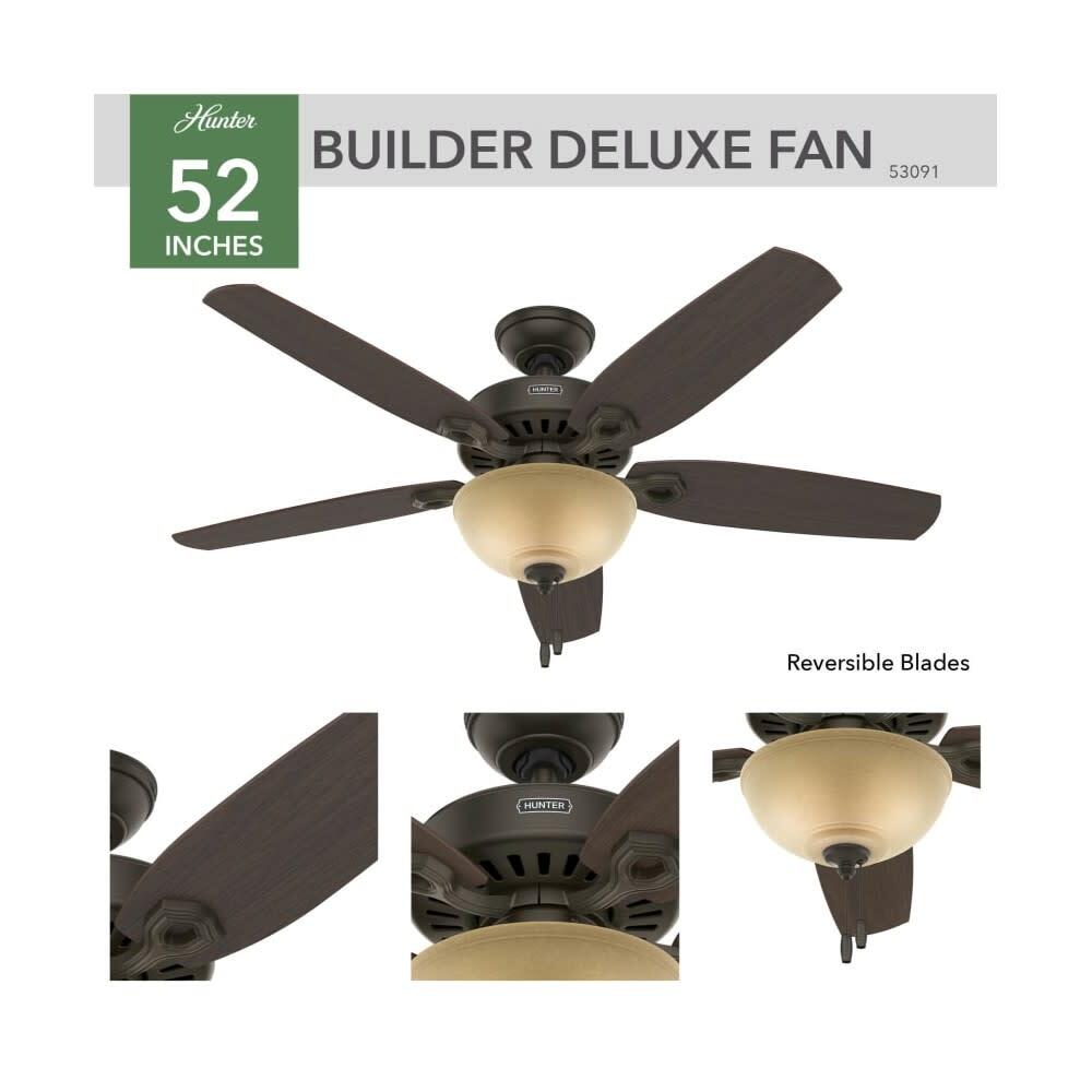 Hunter Fan Builder Deluxe Ceiling Fan 52In Bronze Brazilian Cherry