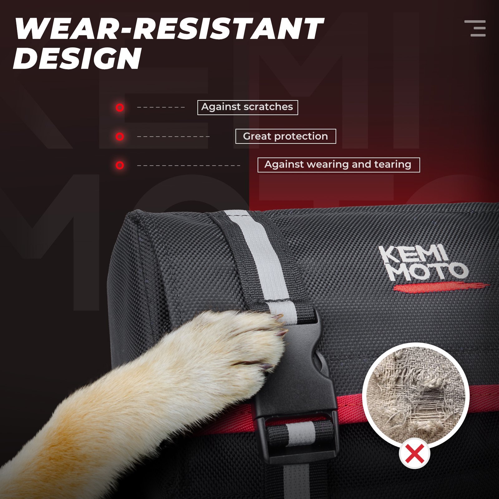 KEMiMOTO ATV Fender Bag Pack Luggage Storage Cargo Black For Sportsman Yamaha